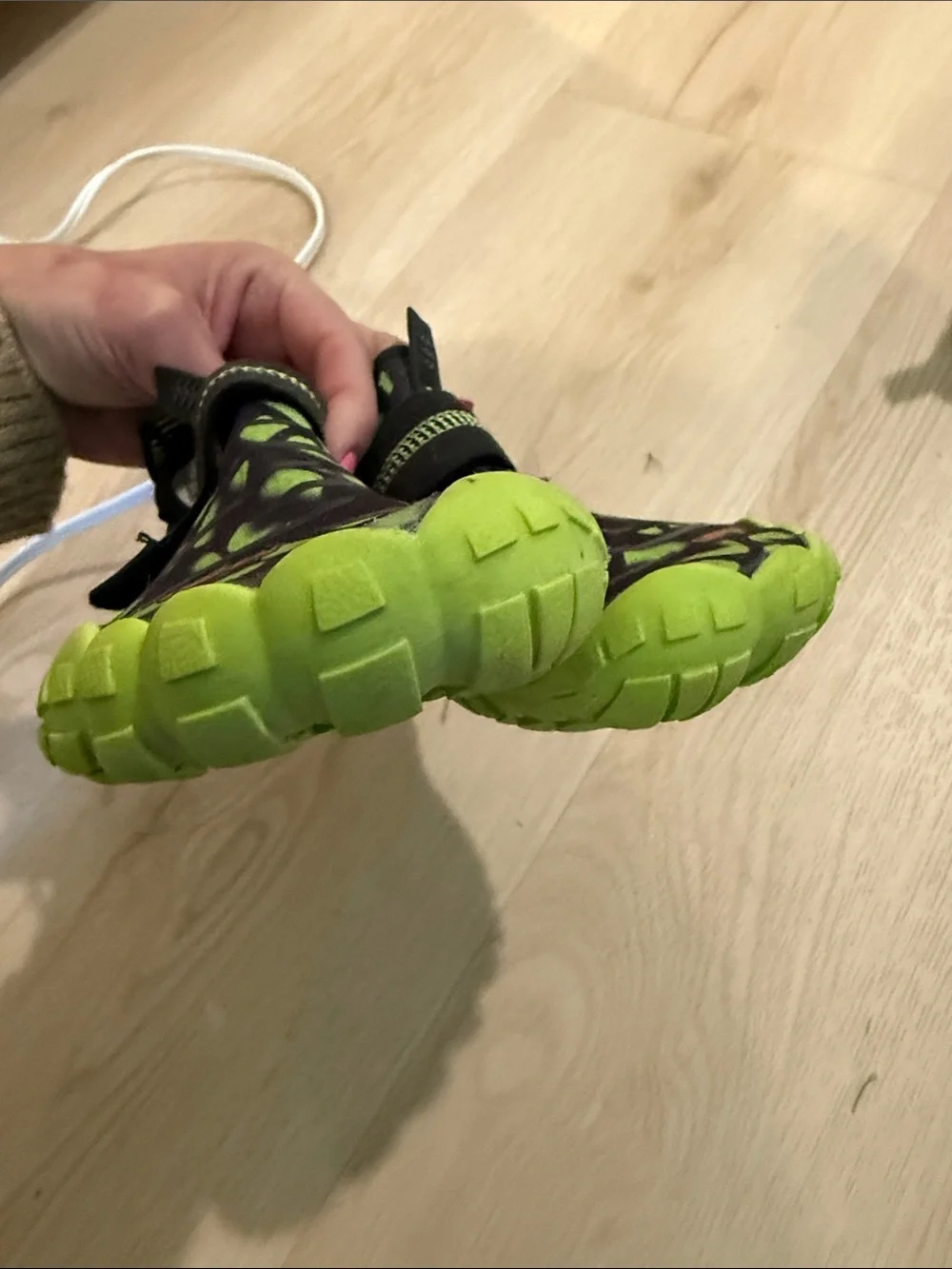 Kids' Neon Green and Black Water Shoes
